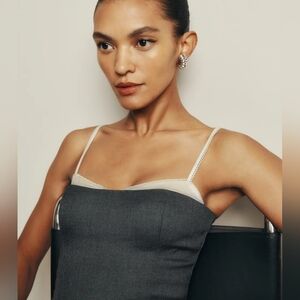 Reformation Gray and Cream Melanie Camisole